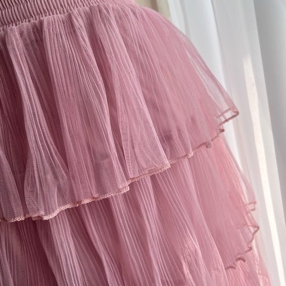 NEW Blush Pink Tulle Layered Maxi Skirt - One Size - Picture 5 of 10